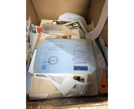 A box of vintage airmail covers 