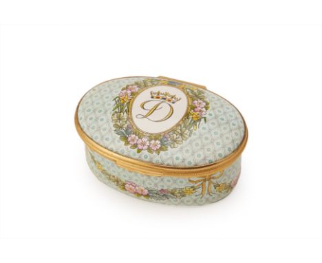The cover with crowned D cypher within a floral surround, the sides decorated with flower garlands, the interior of cover ins
