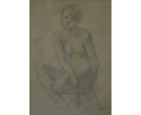 George Charlton, (1899-1979), pair of nude portrait studies, pencil on paper 26 x 14cms, 18 x 13cms, and another, Ongar Bus S