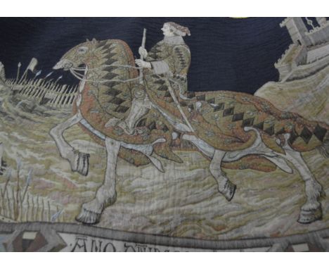 20th Century machine made tapestry, Prince on Horseback, 90 x 130cms.