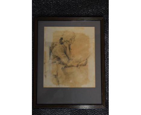 (19th century), a sketch, period attired gent, 26 x 22cm, later mounted framed and glazed, 40 x 31cm