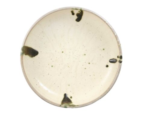 William 'Bill' MARSHALL (1923-2007)  A large and impressive fruit bowl, cream glaze with green leaf decorationDiameter 43 cmI