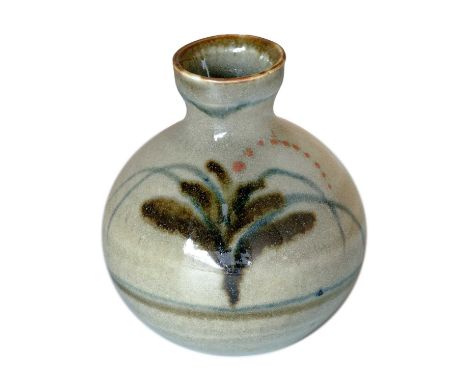 David LEACH (1911-2005)  Small globular bud vase with foxglove patternHeight 8 cmCatalogue noteDavid Leach was the elder son 