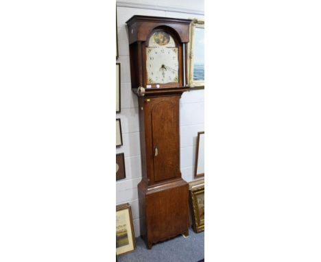 ~ An oak thirty hour longcase clock, arch painted dial signed Thomas Morpeth, Hexham, early 19th century