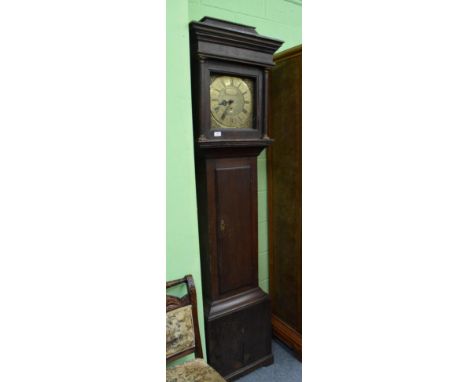 ~ An oak thirty hour longcase clock, square brass dial with oval shaped plaque signed John Porthouse, Penrith, 18th century