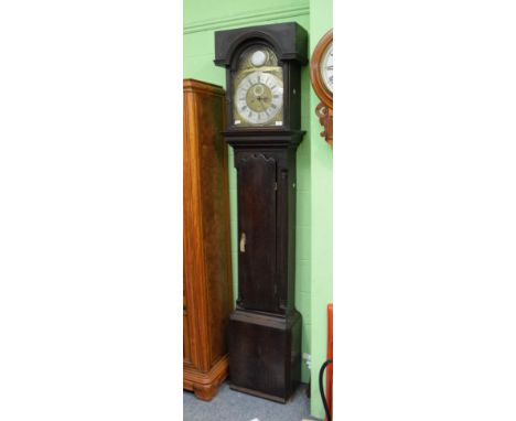 ~ A mahogany eight day longcase clock, arch brass dial with silvered disc in the arch signed John Hathorn, Newcastle, 18th ce