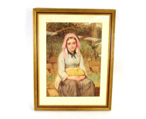 Charles Sillem Lidderdale, Portrait of a girl, three quarter length, watercolour, labelled verso&nbsp;