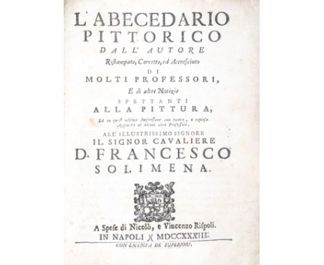 NO RESERVE Orlandi Pellegrino Antonio. L' abecedario pittorico dall'autore ristampato, corretto, ed accresciuto di molti prof