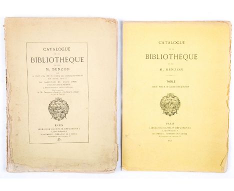 NO RESERVE Cataloghi d'asta francesi. XIX secolo. Lotto di 2 cataloghi. 1875-1878. Il lotto comprende:Biblioteca Benzon. Cata