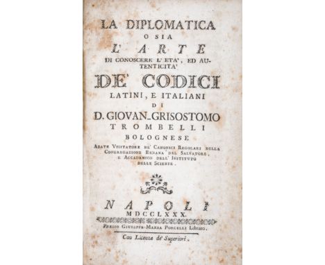 NO RESERVE Diplomatica. Lotto di due opere settecentesche di diplomatica. 1774-1780.Il lotto comprende:Vaines Dom de. Diction