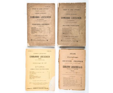 NO RESERVE Loescher Libreria, Torino. Lotto di 7 cataloghi. 1876-1914.Il lotto comprende:N. 1 Giugno 1876. Filologia classica
