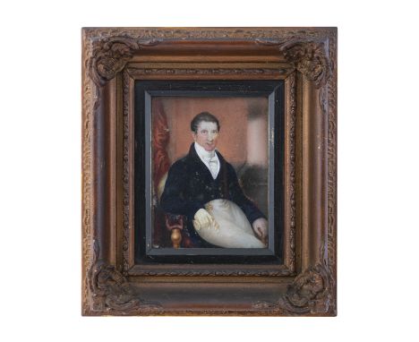 ENGLISH SCHOOL (C.1820)Miniature portrait of a gentleman seated Watercolour on ivory, 13 x 9.5cm** Please note that this lot 