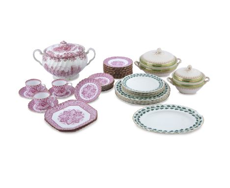 A MISCELLANEOUS COLLECTION OF PORCELAIN; comprising Spode 'Primrose' pattern part tea service (25); a collection of Worcester