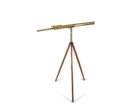 ***PLEASE NOTE CATALOGUE DESCTIPTION SHOULD READ 'HIGH HOLBORN, LONDON'***A VICTORIAN BRASS CASED TELESCOPE ON STAND, by Doll