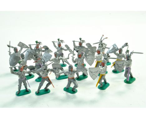 Timpo group of plastic knights in suits of armour. Mostly complete and excellent.  Note: We are happy to provide additional i