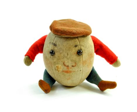 Vintage Steiff Humpty-Dumpty, original issue, circa 1912. Approx 11cm. Felt. Red arms, suggestion of repair on these due to r