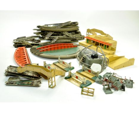 Large selection of Triang 00 Gauge Model Railway Track plus Station Accessory, Level Crossing and others. Generally fair to g