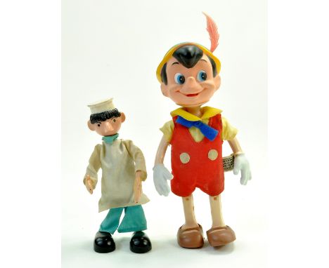 Vintage Pinnochio Plastic Character Figure plus Trumpton/Camberwick Green TV Series Mickey Murphy the baker from Marx Bendabl