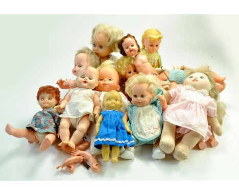 A large group of mostly hard plastic dolls, generally 50's/60's/70's, some earlier. Cabbage Patch original issue? Generally f