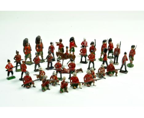 Britains or Similar Lead Metal Soldiers comprising various redcoat issues including larger scale figures. Generally Fair to g