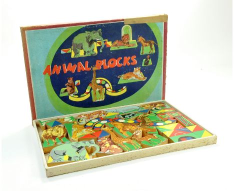 A vintage issue set of colourful wooden animal blocks. British Made. Note: We are happy to provide additional images of any l