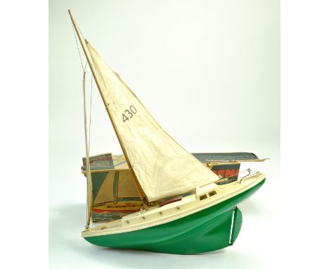 Rare Triang Penguin Large 18" Plastic Yacht with Green Hull. Appears complete. Box is fair.  Note: We are happy to provide ad