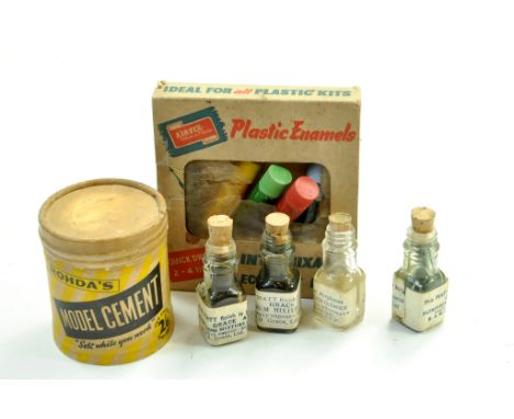 Vintage group of Airfix Plastic Enamels and other modelling vintage items. Generally appear well preserved.  Note: We are hap