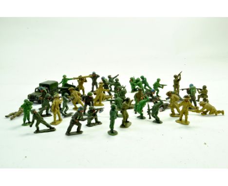 Various plastic issue military figures. Fair. Note: We are happy to provide additional images of any lot. Please email us or 