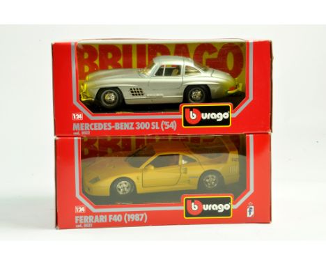 Burago 1/24 issues comprising 1954 Mercedes 300sL plus 1987 Ferrari F40. Excellent with boxes.  Note: We are happy to provide