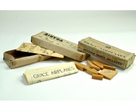 Duo of vintage model airaft kits, Airyda (empty box) and Grace (partially complete).  Note: We are happy to provide additiona