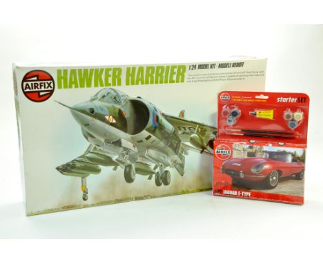 Airfix 1/24 Model Aircraft Kit comprising Hawker Harrier plus Jaguar E Type Issue. Complete.  Note: We are happy to provide a
