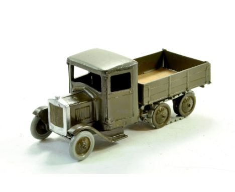 A superb example of Britains No. 1433 Army Lorry with covered tender (missing canvas) however tracks are well preserved. Fron