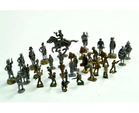 Misc metal figure group, mostly smaller scale, various makers. Generally good.  Note: We are happy to provide additional imag