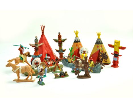 Plastic Indian Figures comprising mostly Timpo issues with accessories. Fair to Very Good.  Note: We are happy to provide add