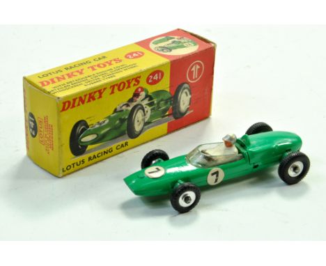 Dinky No. 241 Lotus Racing Car. Green with chrome hubs. Driver, number 7. Very good to excellent in good to very good box. No