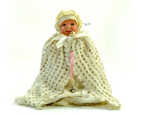 Antique 8" Schutz-Marke doll circa 1900-1910. Celluloid baby doll, Markings of "turtle 1  19 Germany". Moulded and painted ha