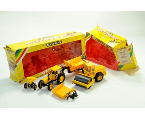 Britains Autoway items comprising Deutz Tractor and Dump Trailer Set (very good to excellent in fair box) plus others.  Note: