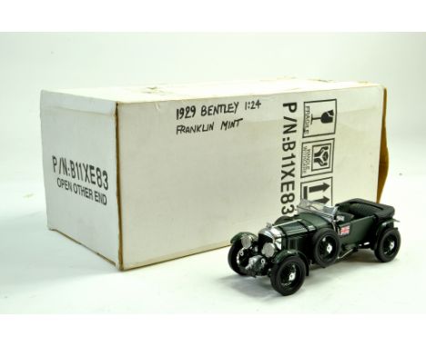 Franklin Mint 1/24 precision replica comprising 1929 Bentley. Generally good, mirror broken and windscreens missing with Box.
