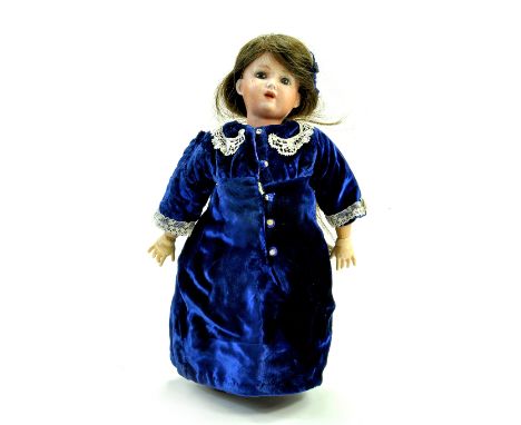 A 12” 1900’s Arthur Schoenau & Hoffmeister Doll. Markings on head "S, PB in star, H, 1909, 7/0, Germany." Socket head doll, c