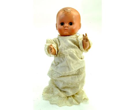 11” early 1950s First Face Rosebud Hard Plastic Doll. Marked Rosebud Made in England on neck and Patents Pending Rosebud made