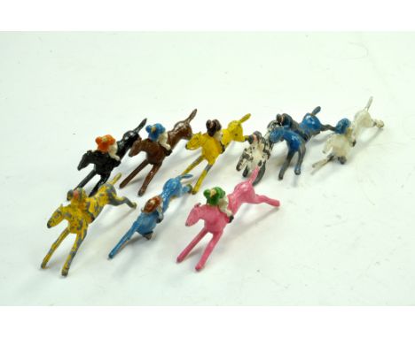 Chad Valley issue metal figures of horses and their riders, racing, for the game Escalado. Some damage hence fair.  Note: We 