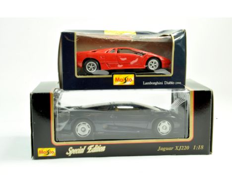 Maisto 1/18 Jaguar XJ220 plus 1/24 Lamborghini Diablo. Excellent with Boxes.  Note: We are happy to provide additional images