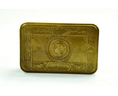 Genuine British WWI Princess Mary Christmas Tin Brass Tobacco Box Gift Fund 1914. Issued as a Christmas gift to Britain’s WWI
