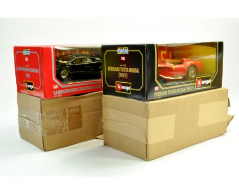 Burago 1/24 issues comprising 1988 Lamborghini Countach plus 1957 Ferrari Testa Rossa. Excellent with boxes and outer sleeves