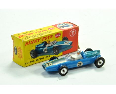 Dinky No. 240 Cooper Racing Car. Blue, numbe 20 with driver. Very Good to excellent in good box. Note: We are happy to provid