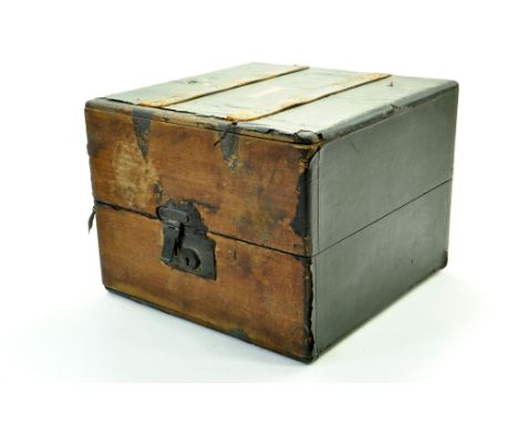An antique impressive Wooden, leather, cased large trunk / box.  Note: We are happy to provide additional images of any lot. 