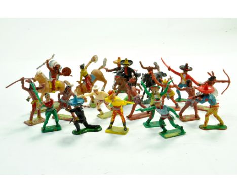 Cowboy and Indian plastic figures including some Cherilea issues and others. Fair.  Note: We are happy to provide additional 
