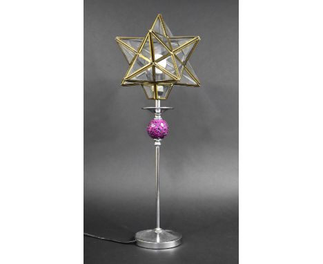 A Modern Chromed Table Lamp with Starburst Shade, 59cm high 