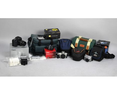 A Collection of Various 35mm and Other Camera Bodies with Accessories