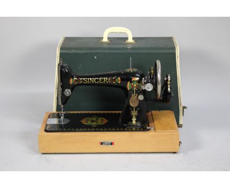 A Cased Singer Manual Sewing Machine 